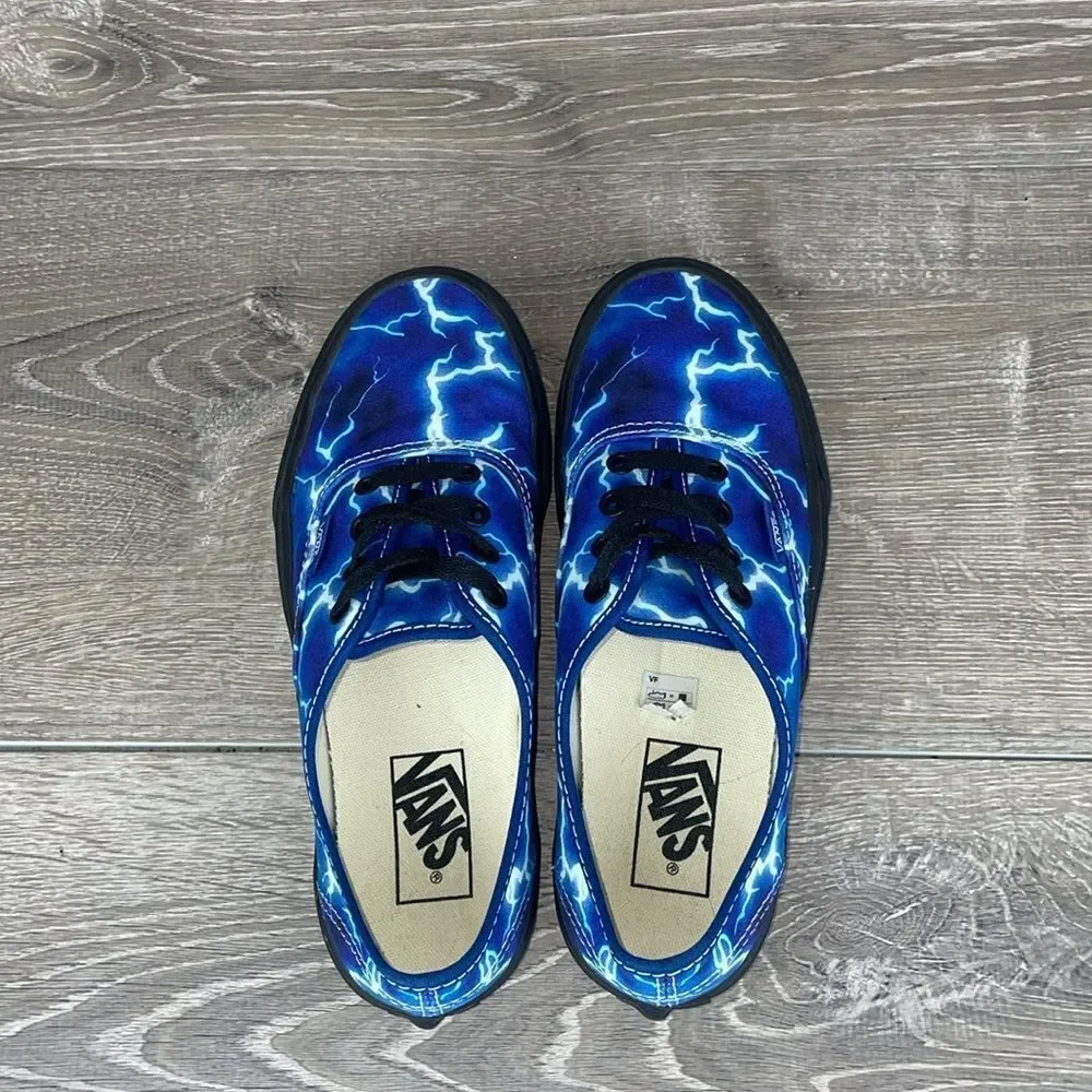 Vans Authentic Lightning Blue Black Canvas Women’s Sz 7 Low Top Lace Up Sneakers